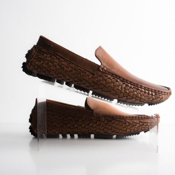 Massimo Matteo Firenze Men Driving loafers Havana Brown Leather woven US 9 EU 42 main image 4